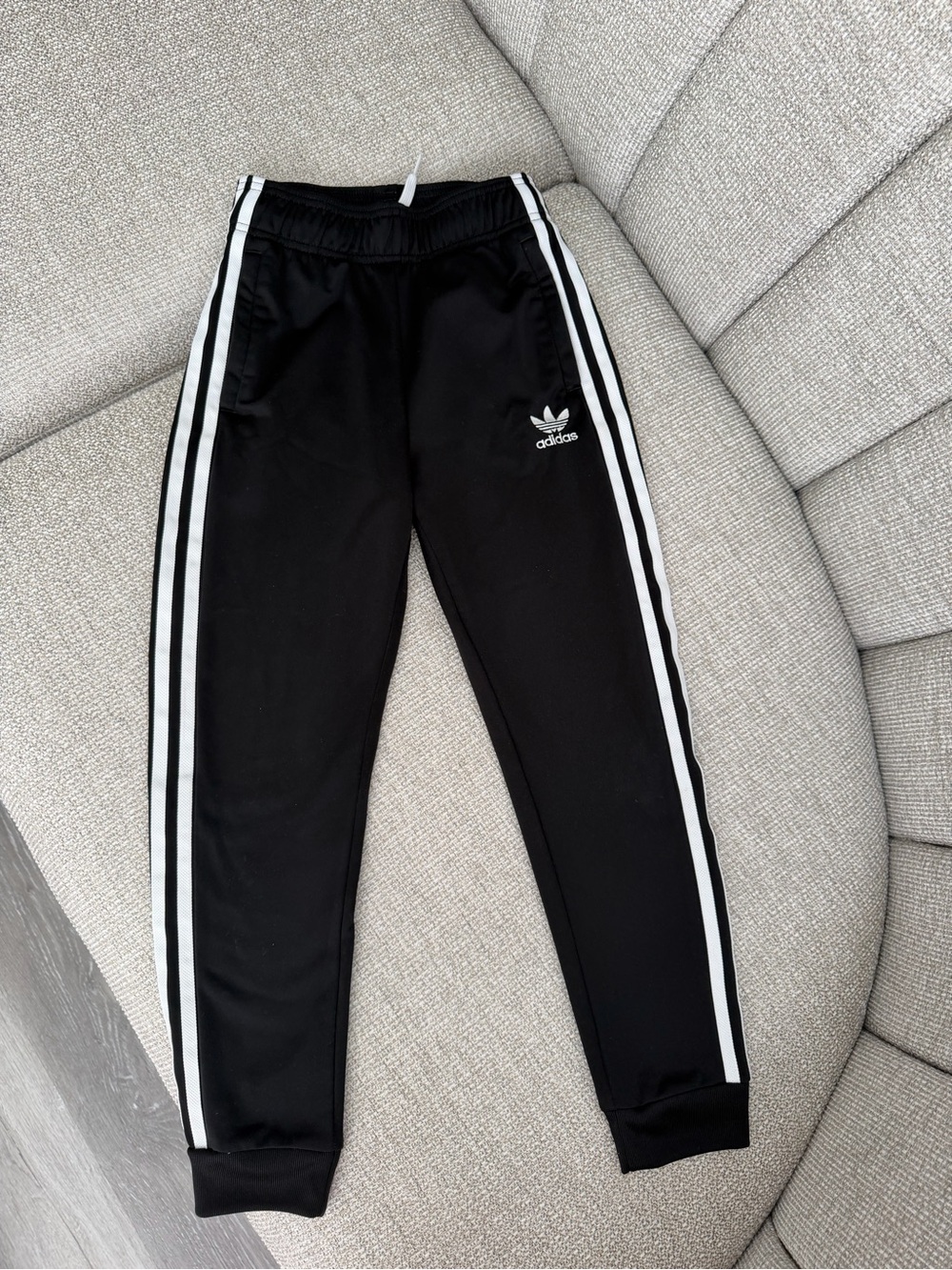 adidas Kids Black Joggers with White 3-Stripe Side Detail